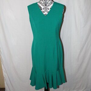 CLEARANCE SALE NINE WEST OPAL GREEN SLEEVELESS RUFFLED HEM DRESS Size 4 EUC